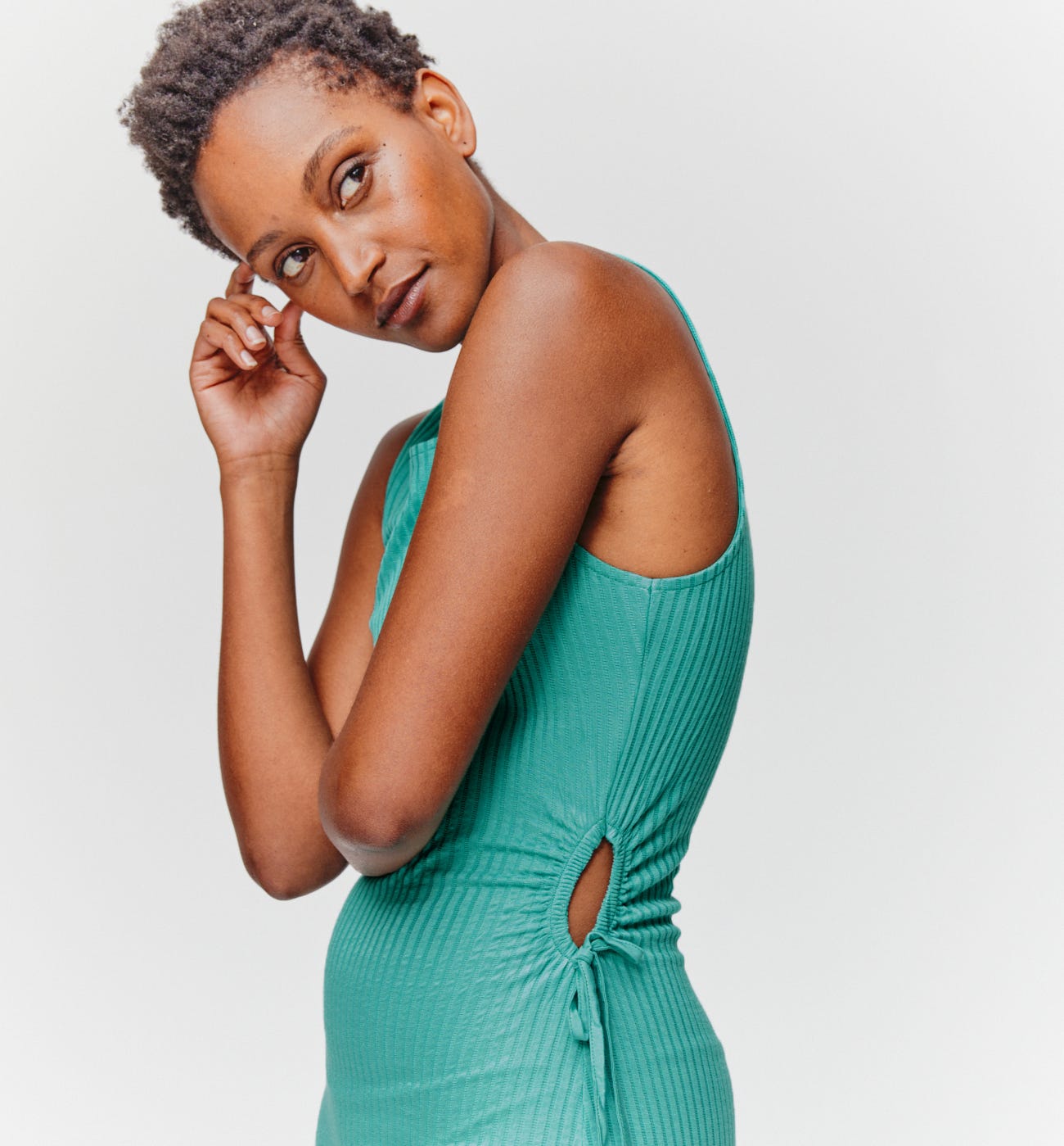 Midi jersey rib dress