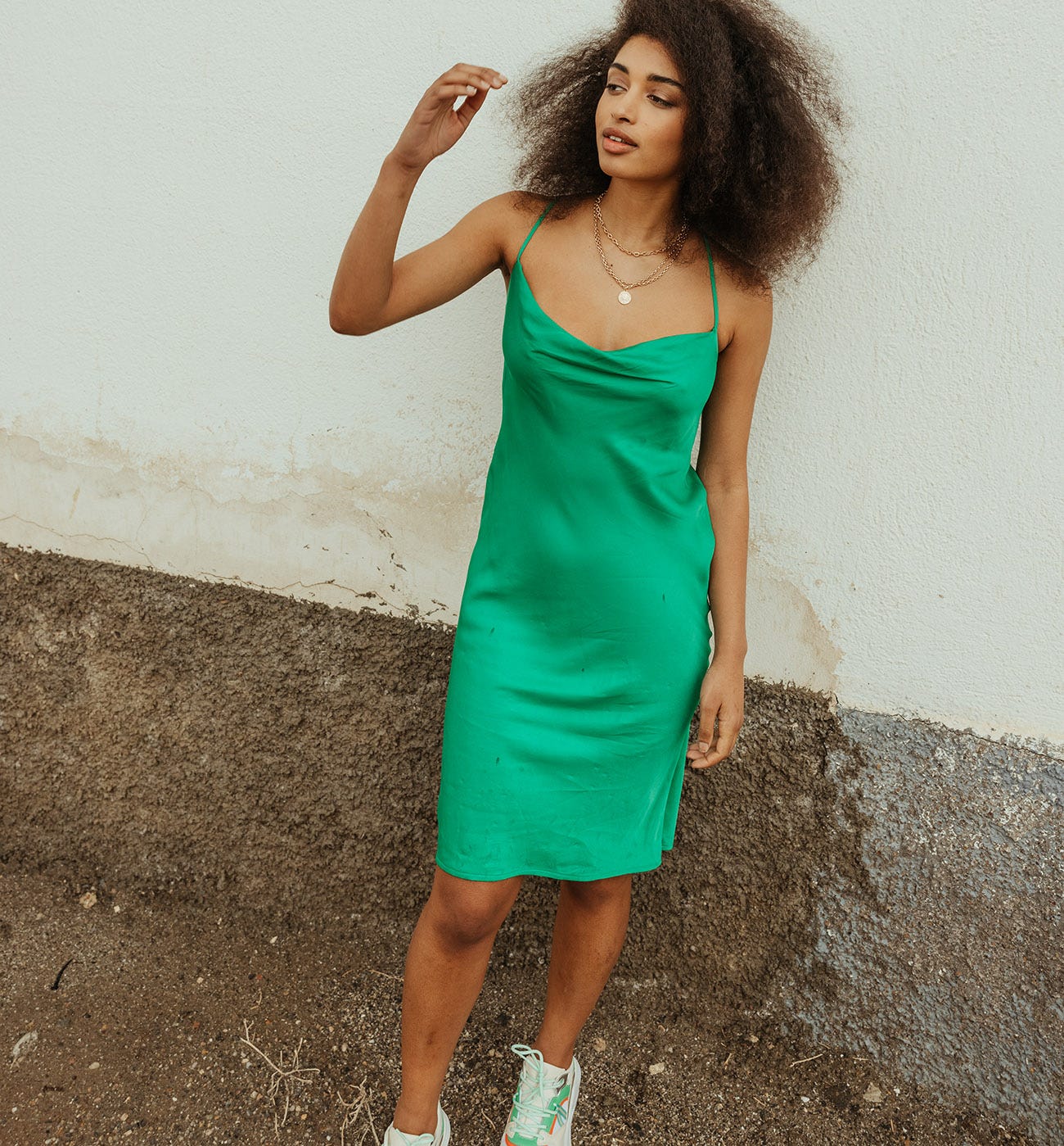 Silky strappy dress
