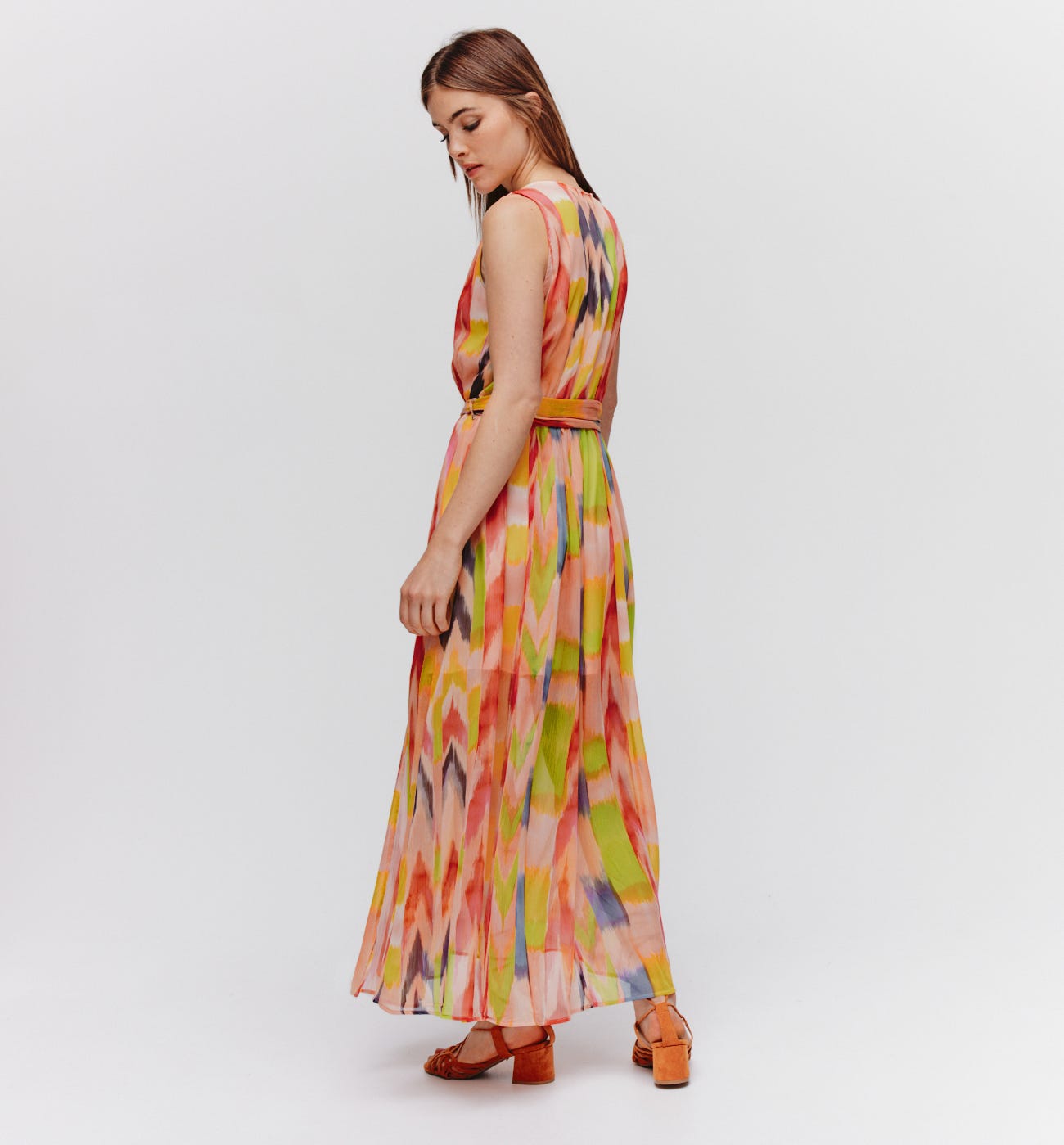 Robe longue en voile imprimé