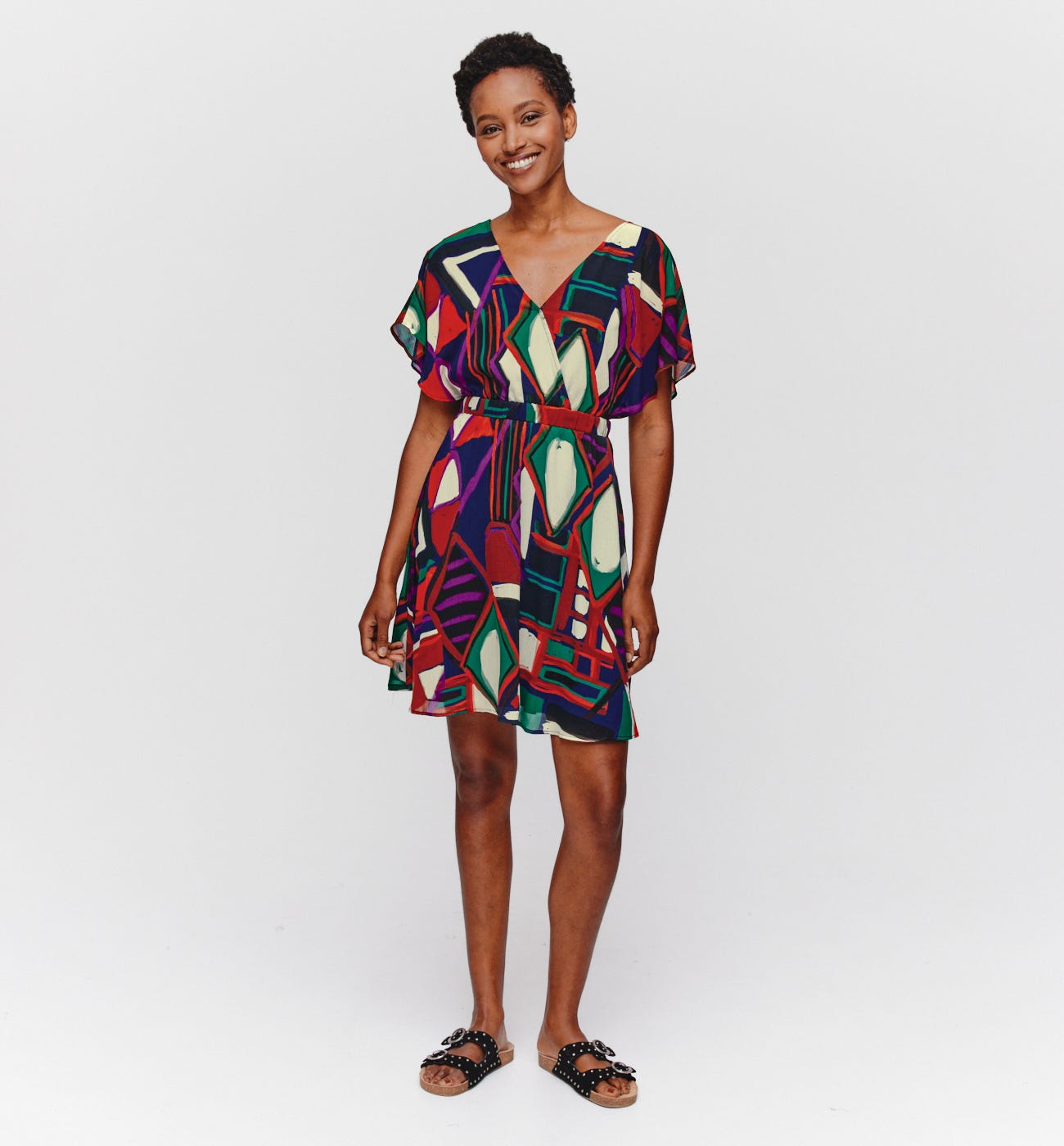 Short Sleeve Dress With Butterfly Print