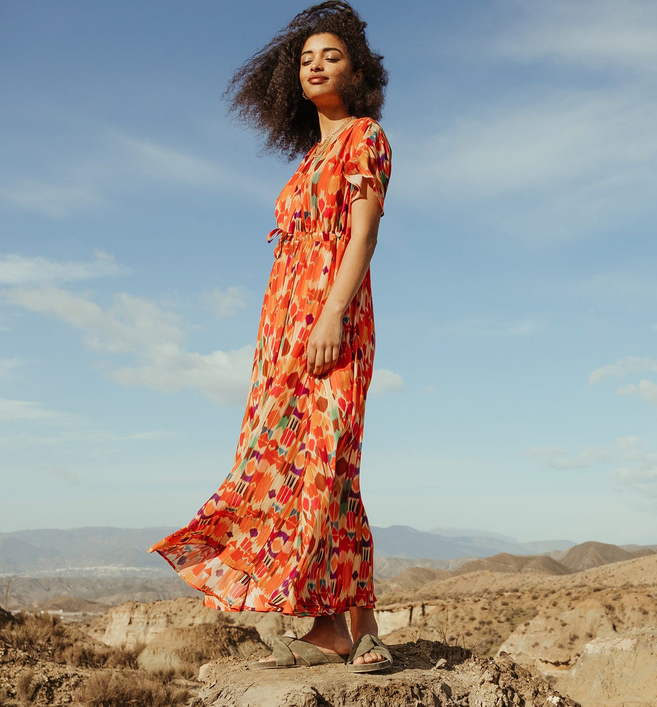 Vestido largo gasa ELEONOR