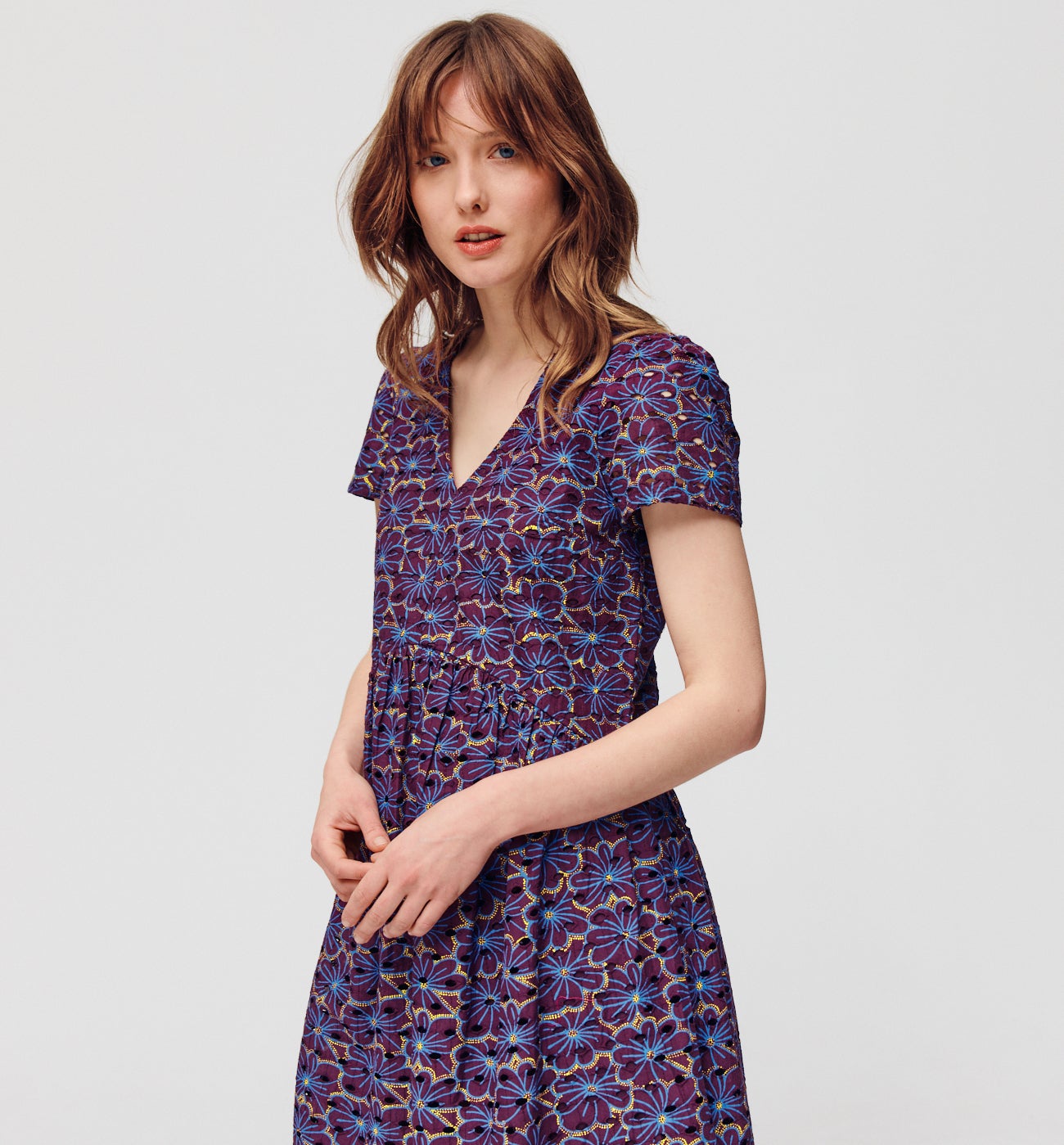 Broderie anglaise dress - Bordeaux red 