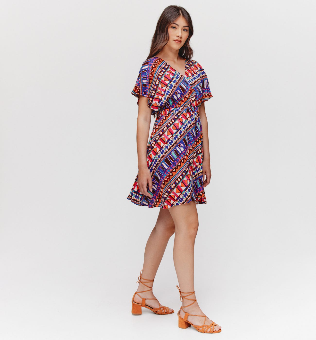 Robe imprimée manches papillon