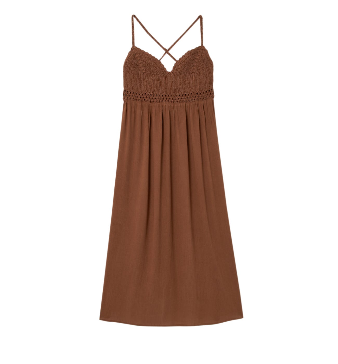Vestido largo detalle crochet