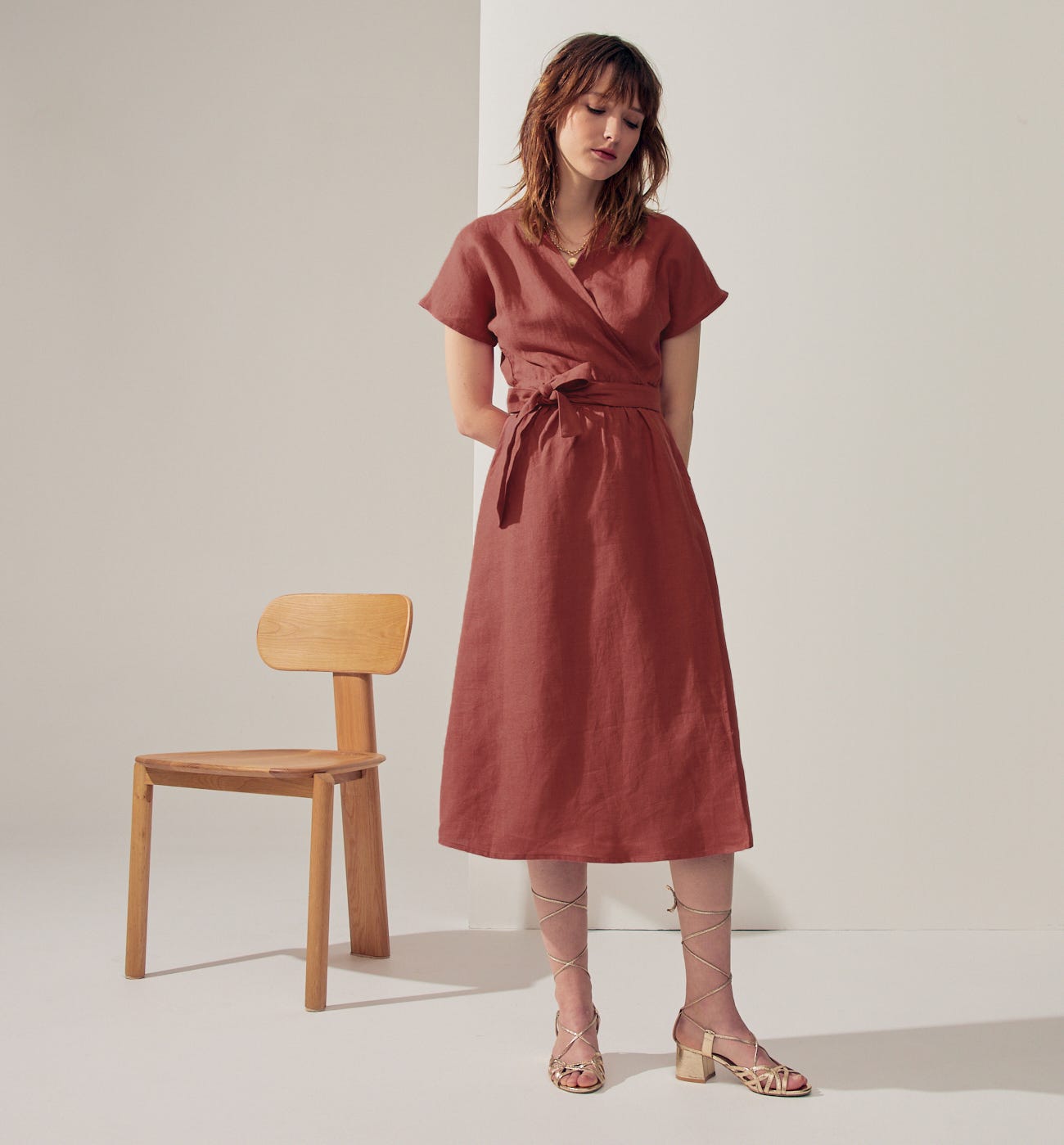 Robe cache-coeur en lin
