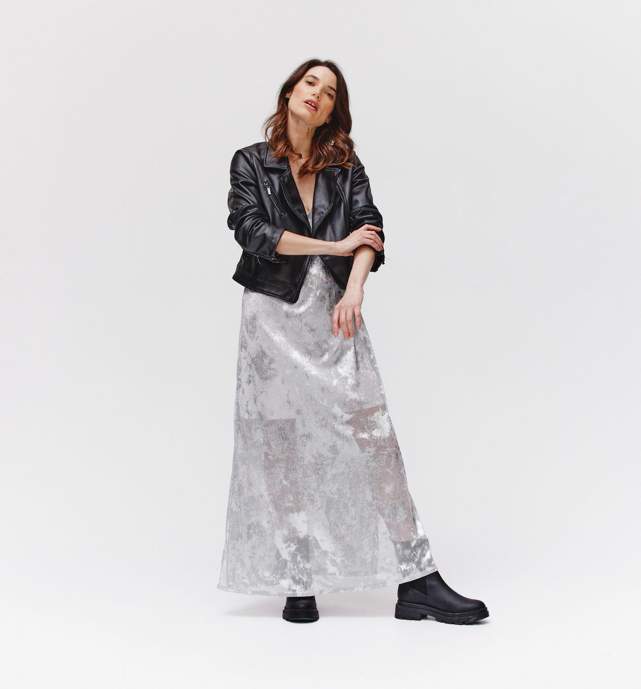 Longue robe argentée Femme