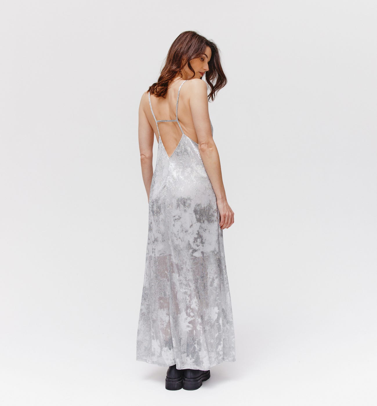 Longue robe argentée Femme