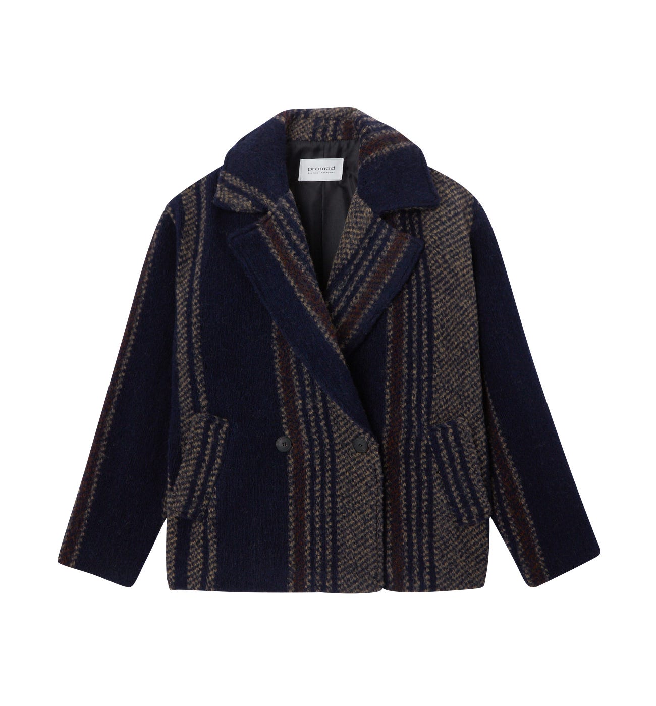 Manteau rayé en laine mélangée