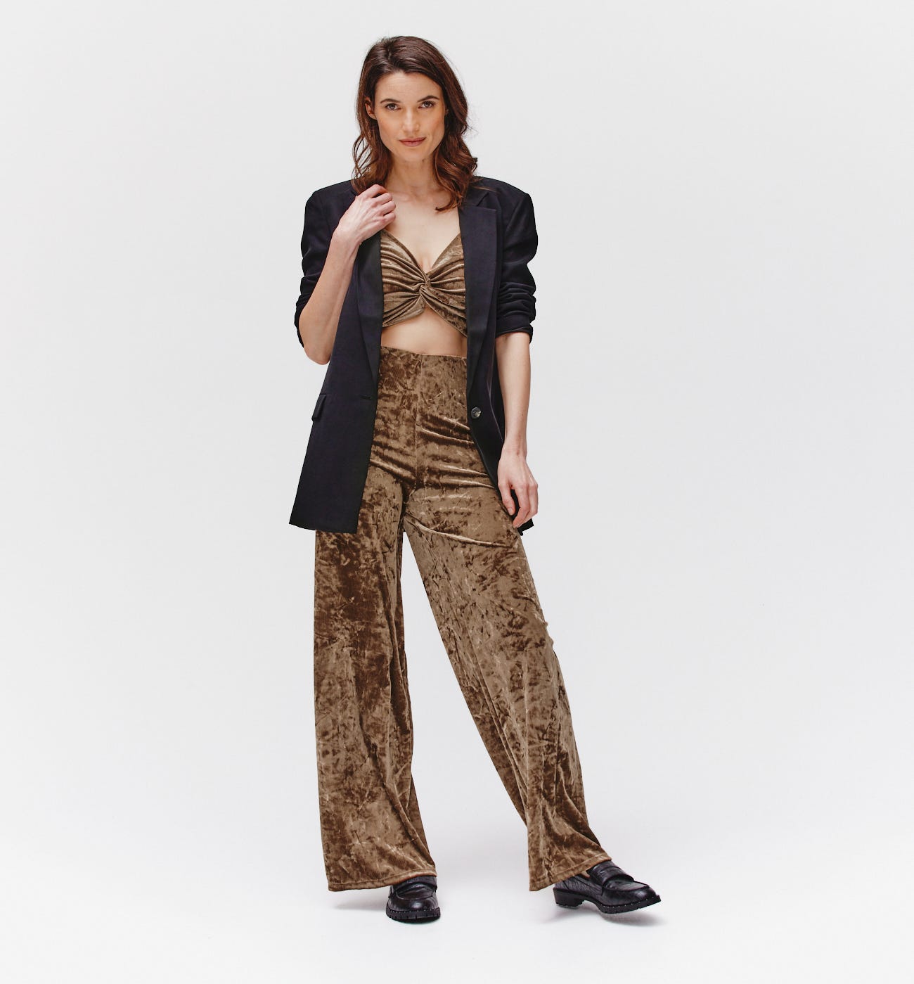 Crop top en panne de velours