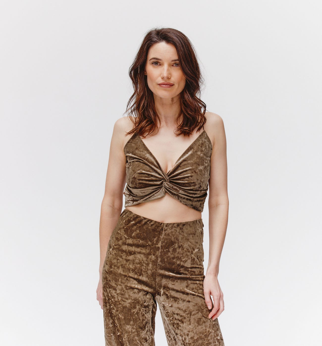 Crop top en panne de velours