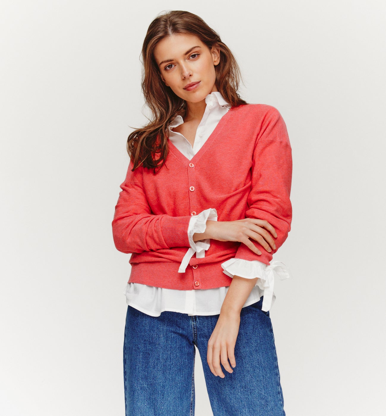 lightweight red cardigan