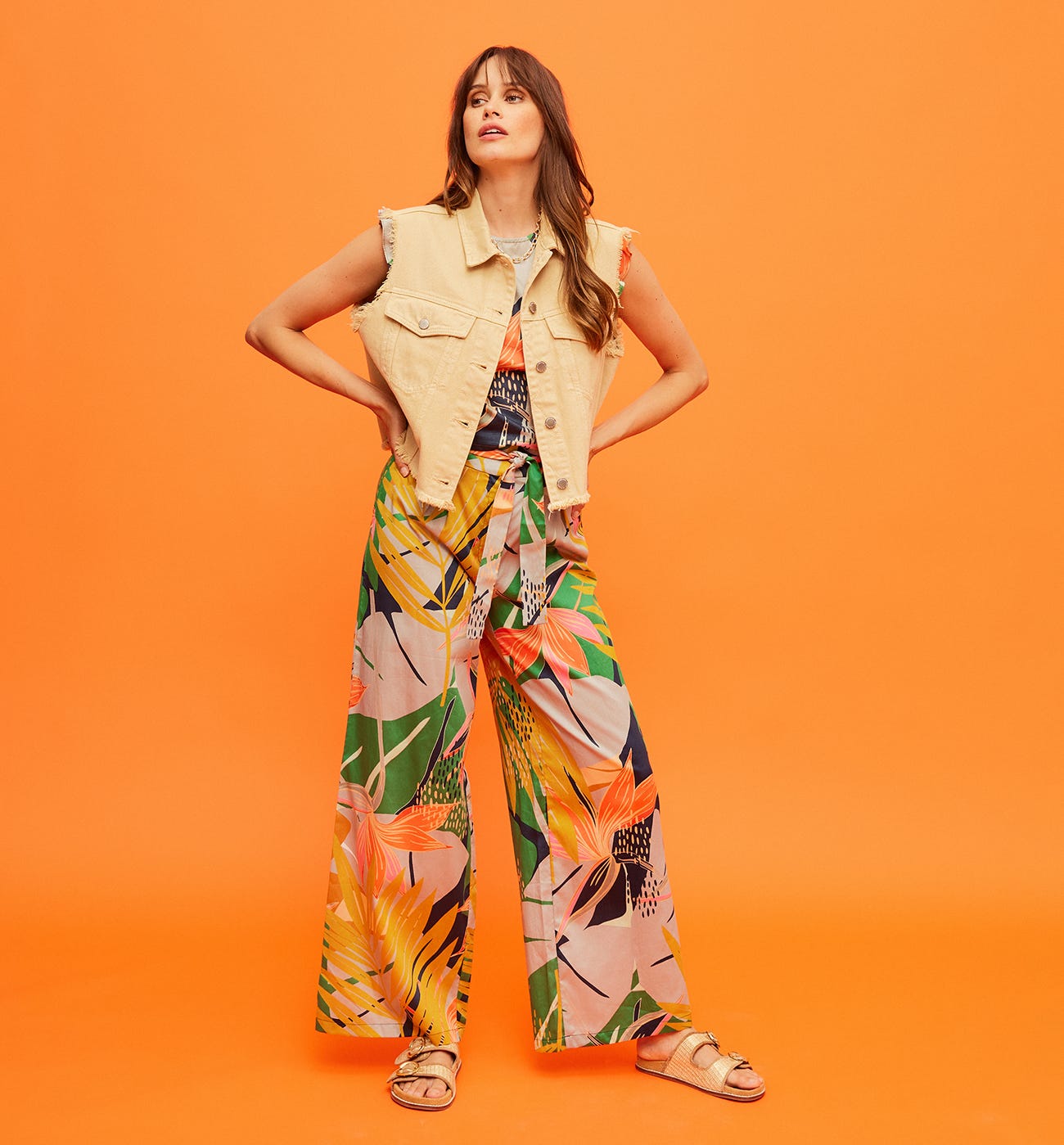 Pantalón ancho estampado