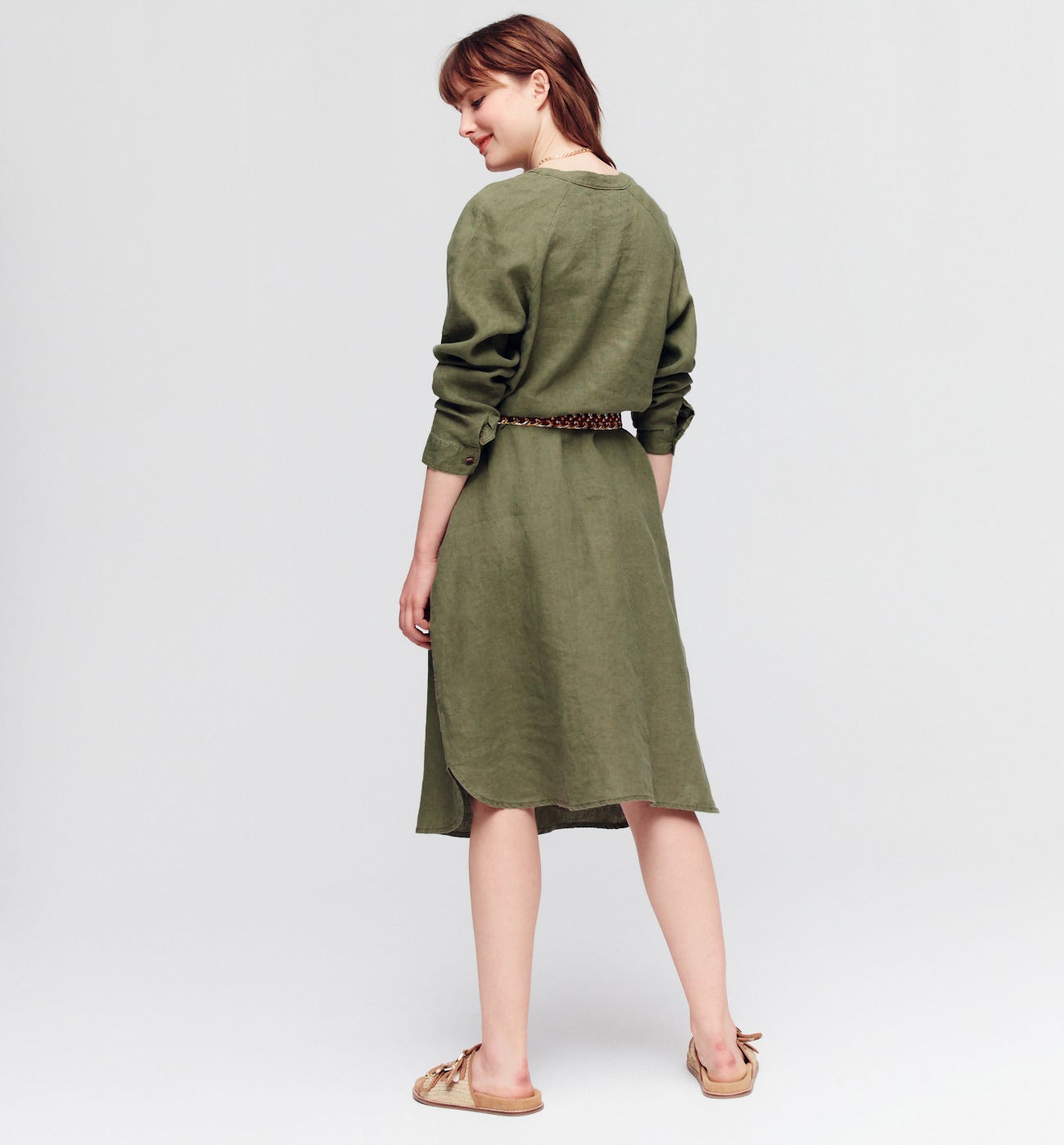 Vestido camisero de lino