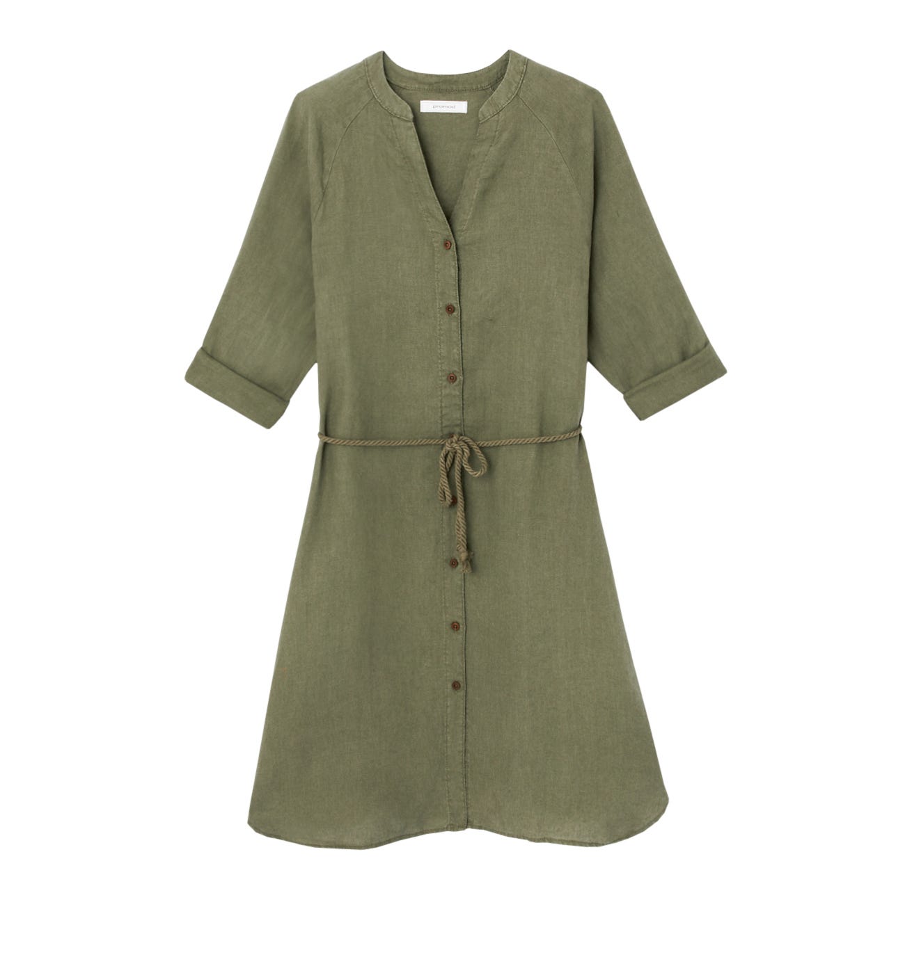 Vestido camisero de lino