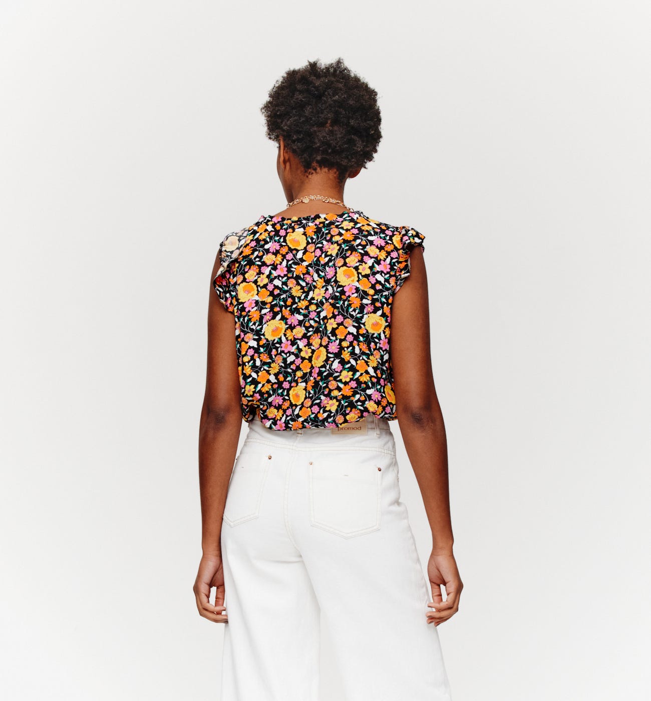 Top in crêpe scollo a V