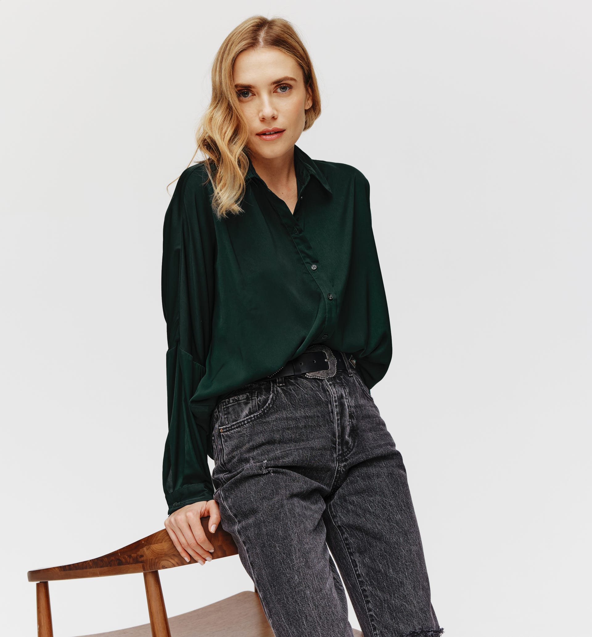 Seidige Oversize-Bluse