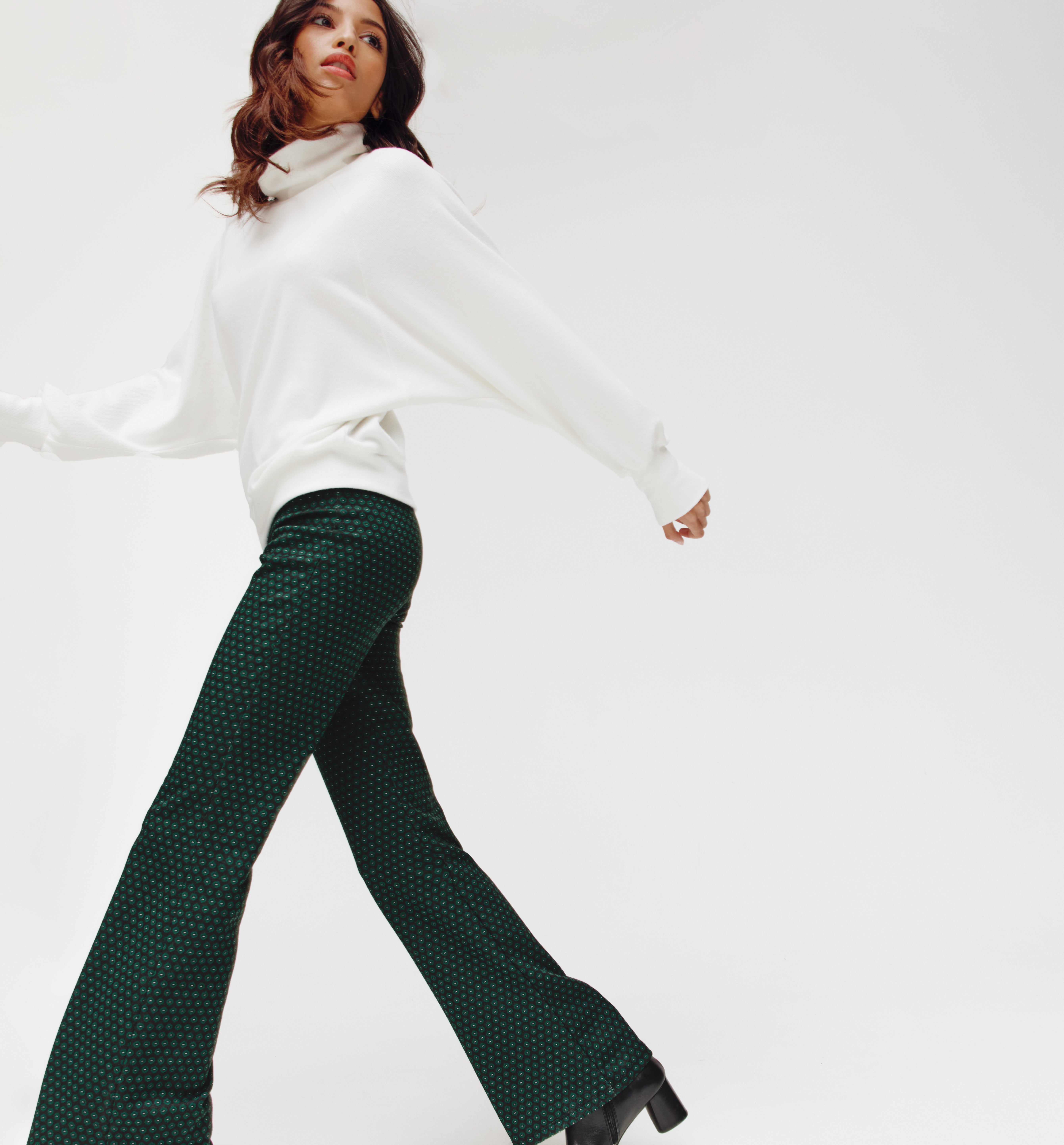 Dotted flared trousers - Multicolour print