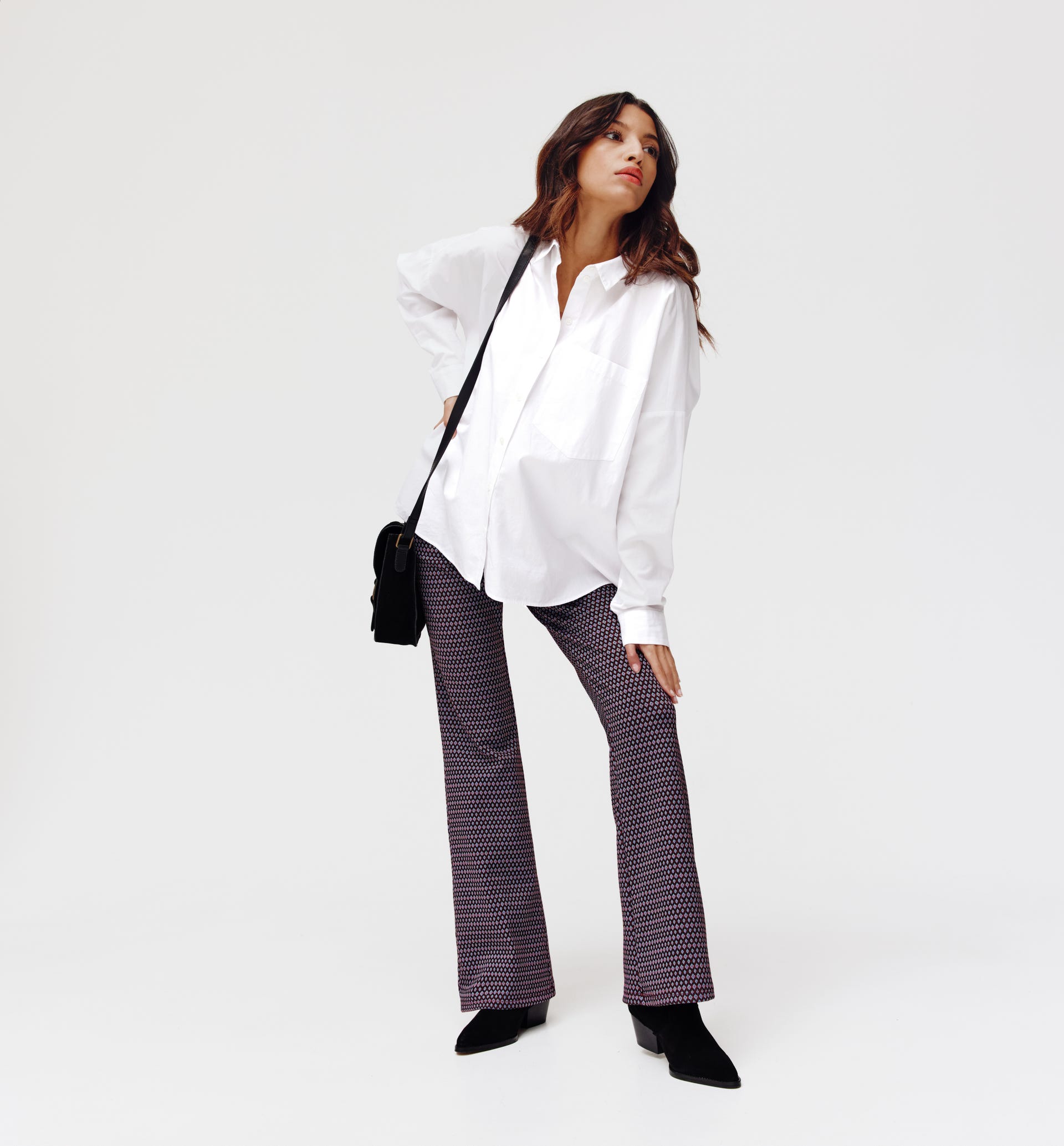 Pantalon flare à losanges