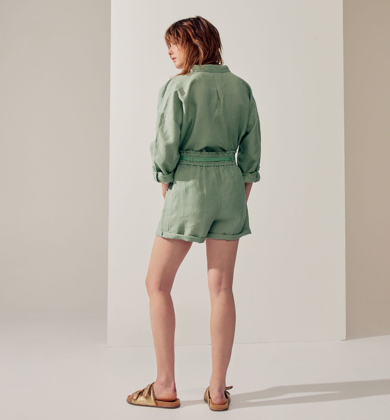 Short talle alto lino