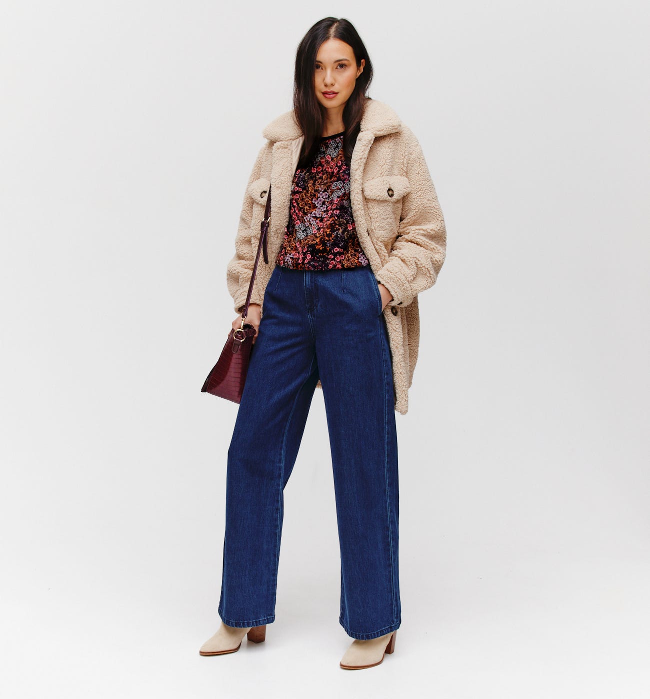 Blusa a fiori effetto seta