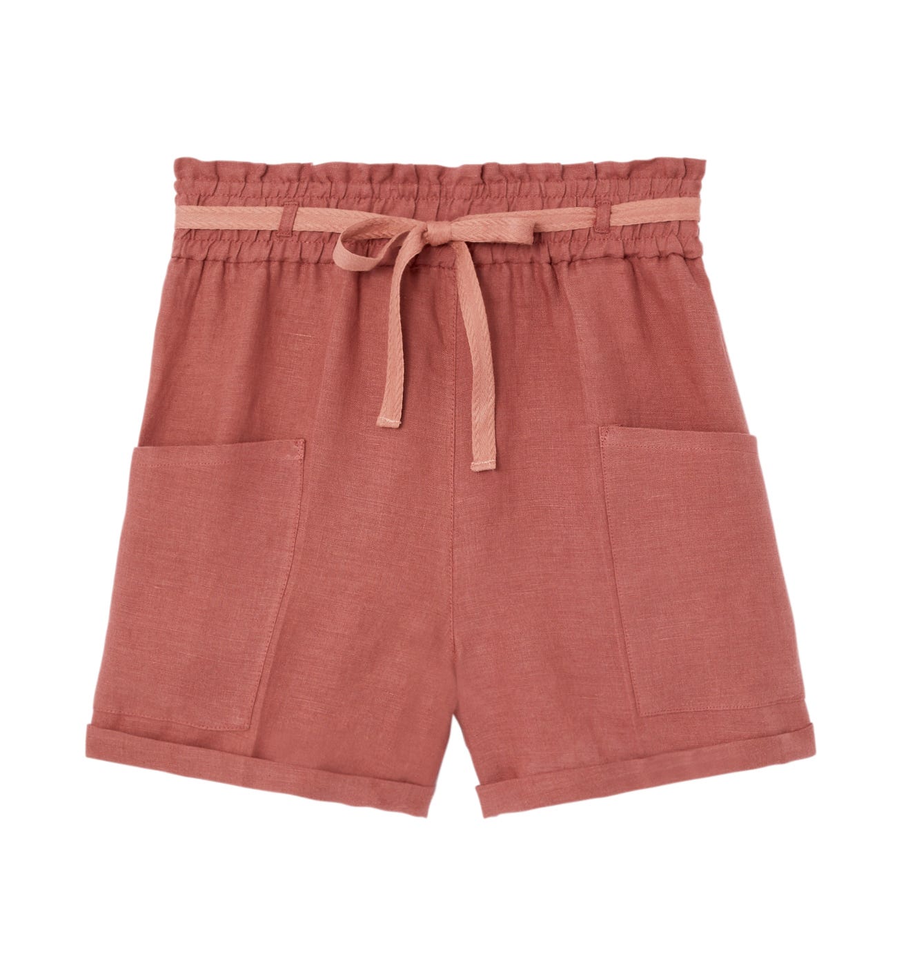 Shorts in lino a vita alta