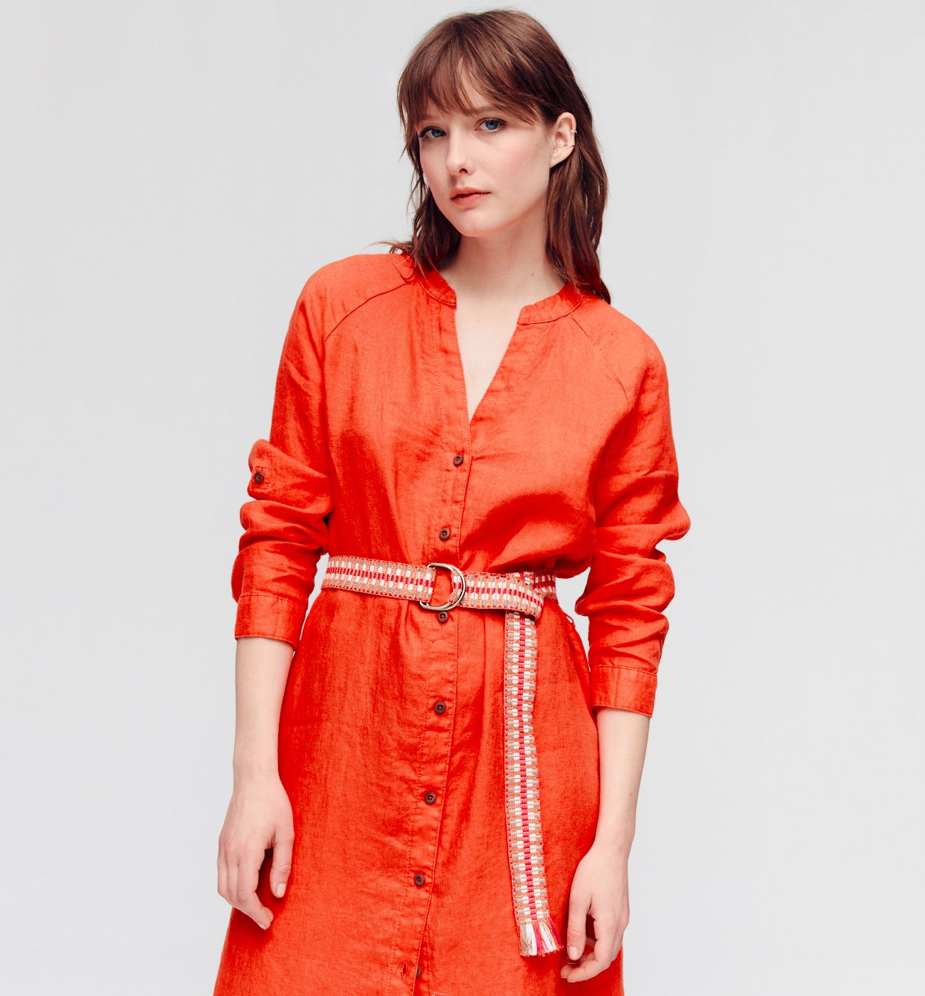 Robe-chemise en lin Femme