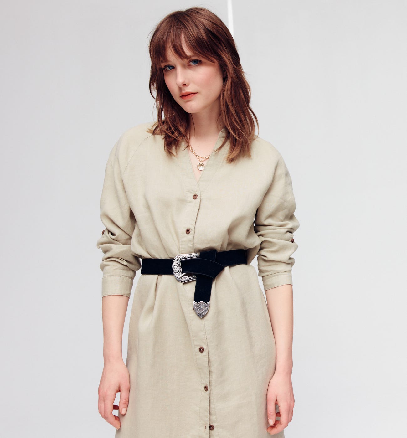 Linen shirtdress