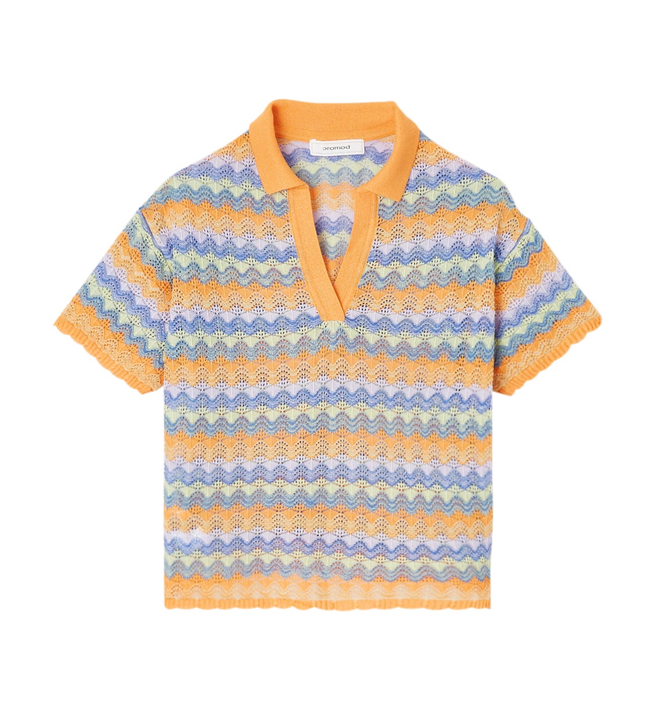 Polo shirt in lacy knit