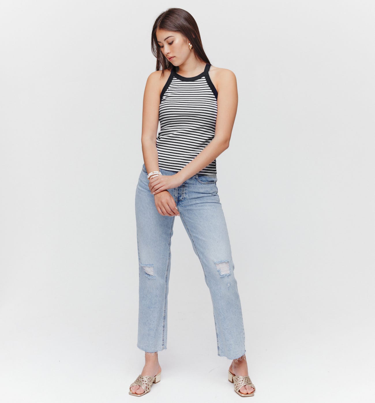 Jersey ribbed vest top