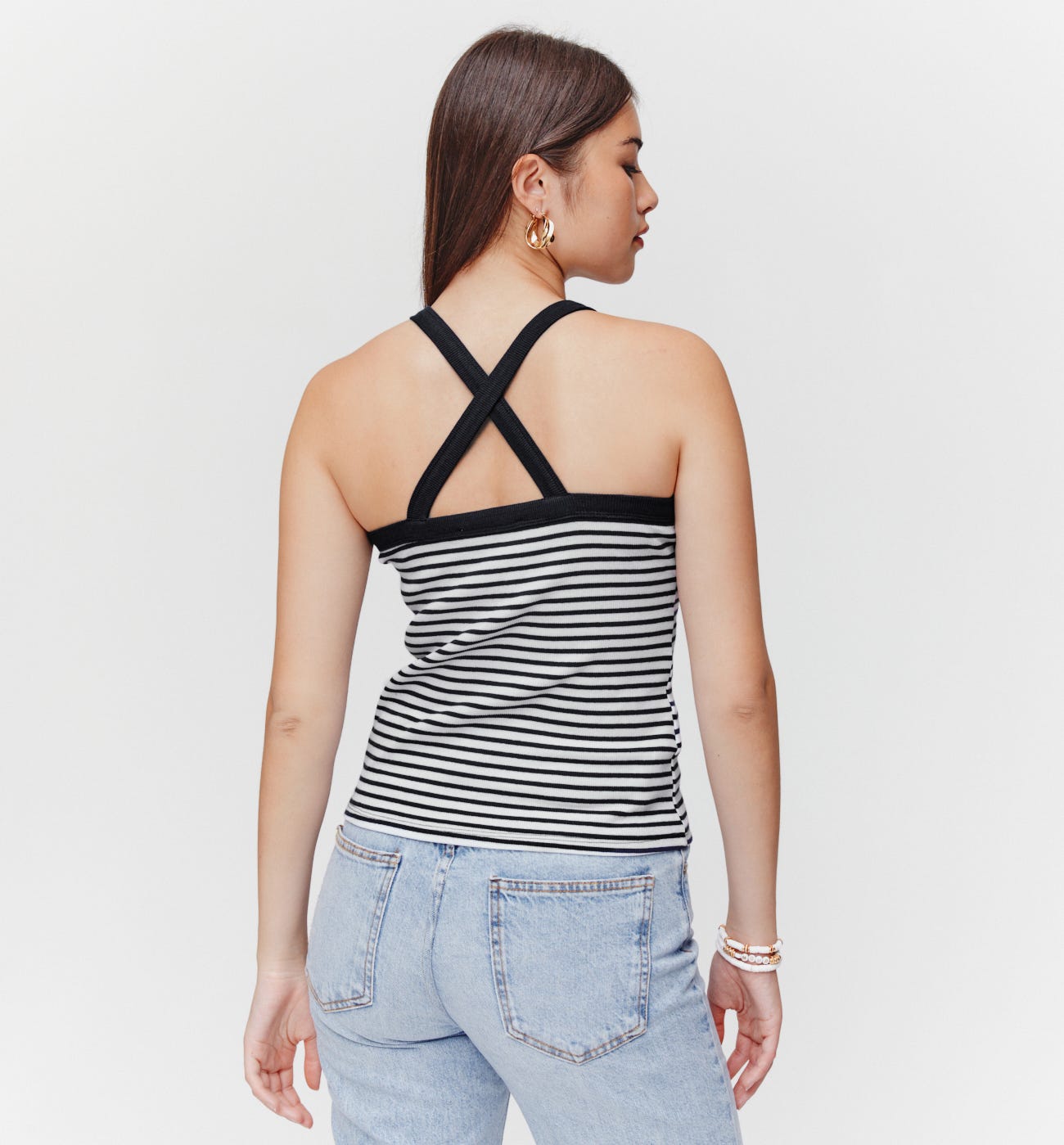 Jersey ribbed vest top