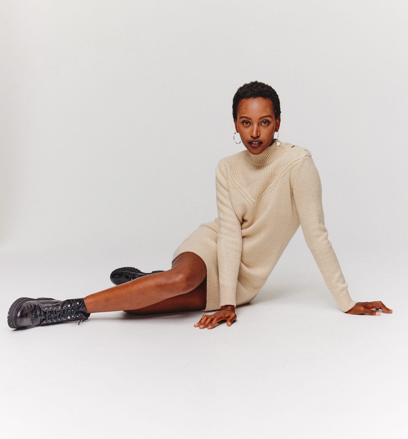 Robe-pull boutonnée Femme