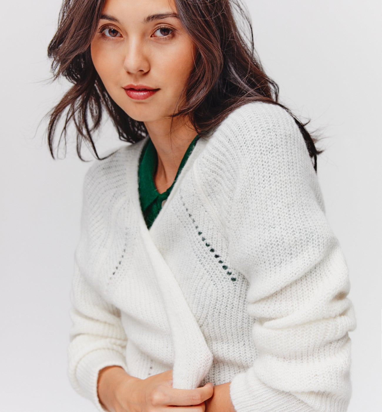 Long rib cardigan - Ecru