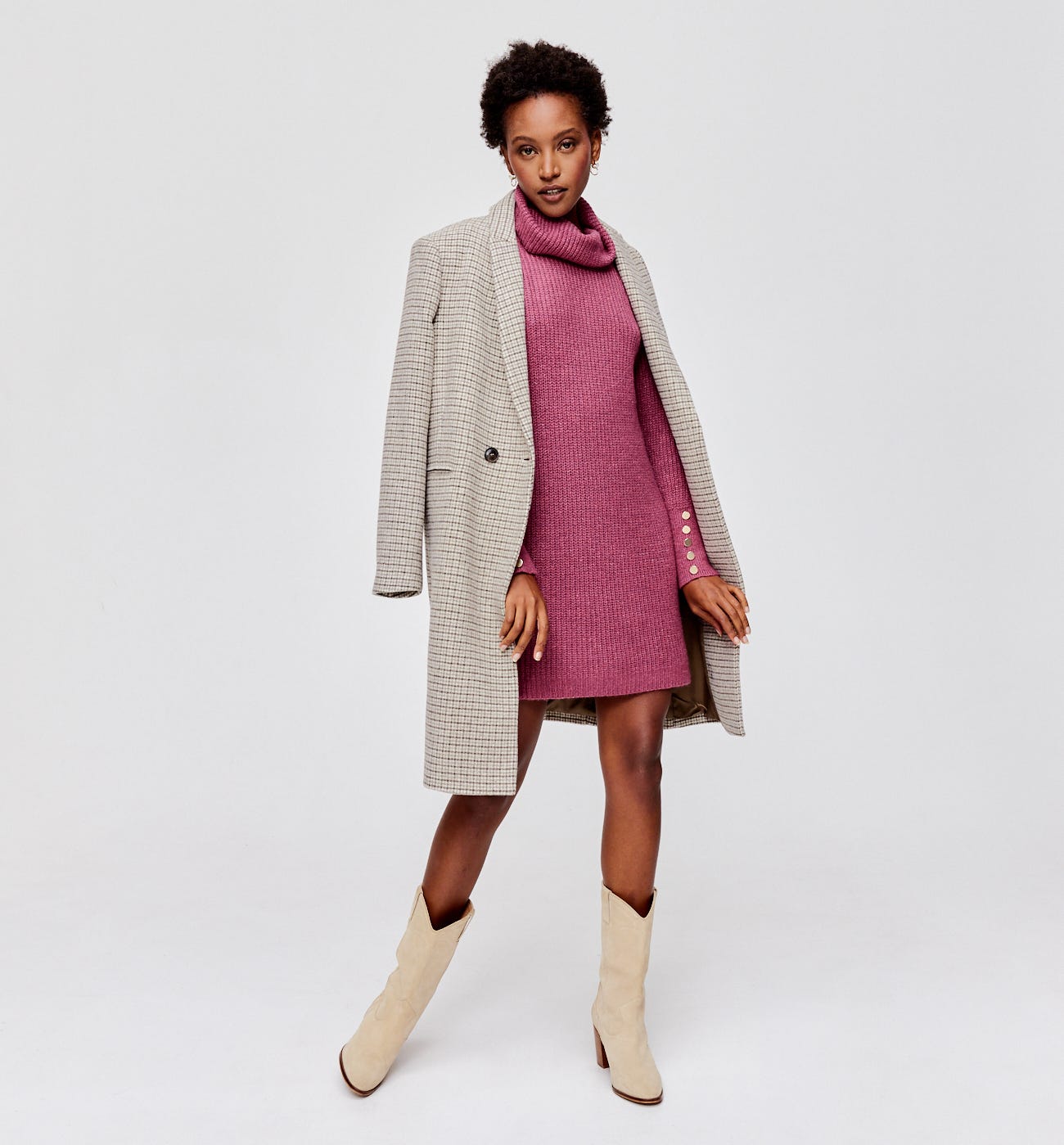Cowl neck jumper dress