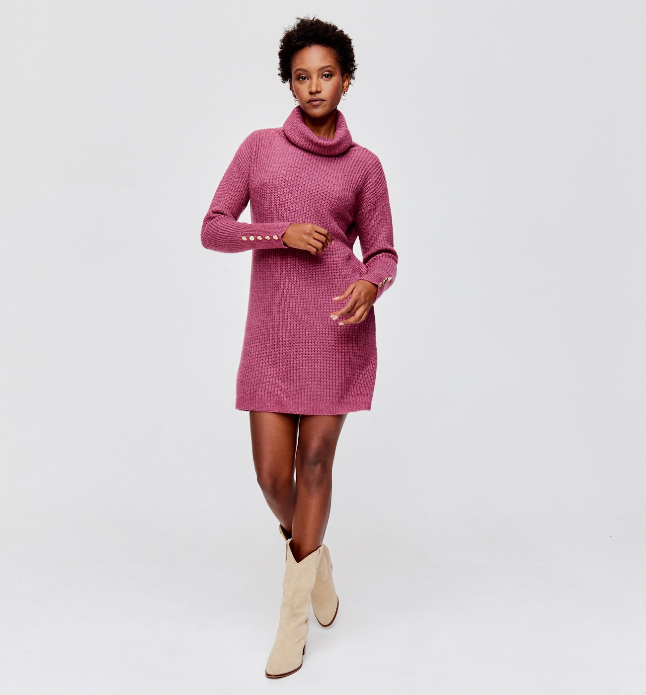 Cowl neck jumper dress - Pink