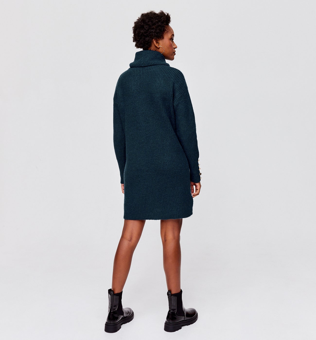 Cowl neck jumper dress Emerald green