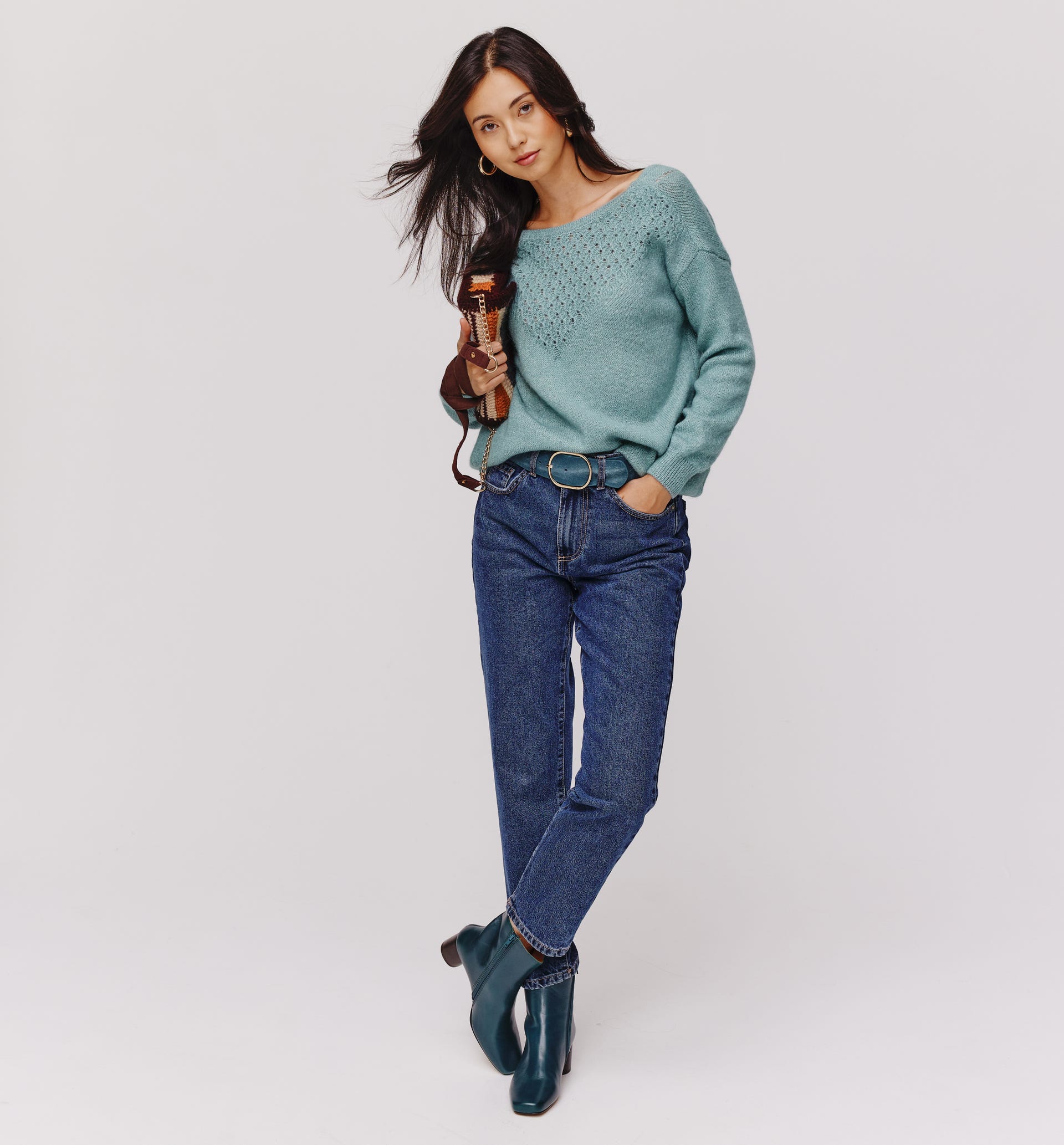 Pull décolleté V au dos femme