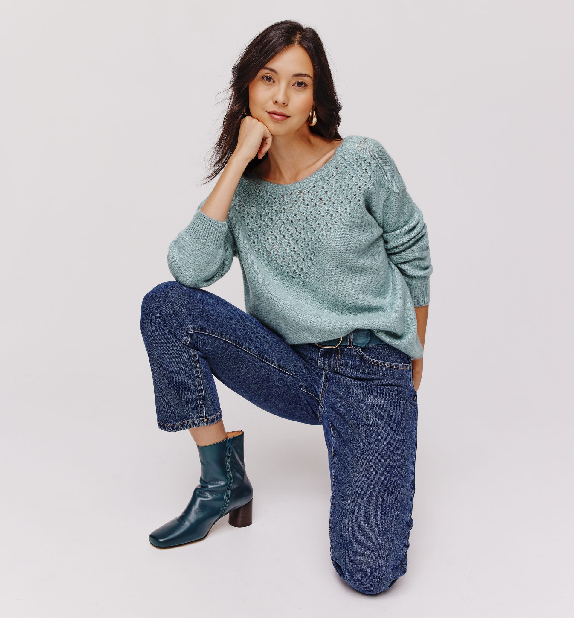 Pull décolleté V au dos femme