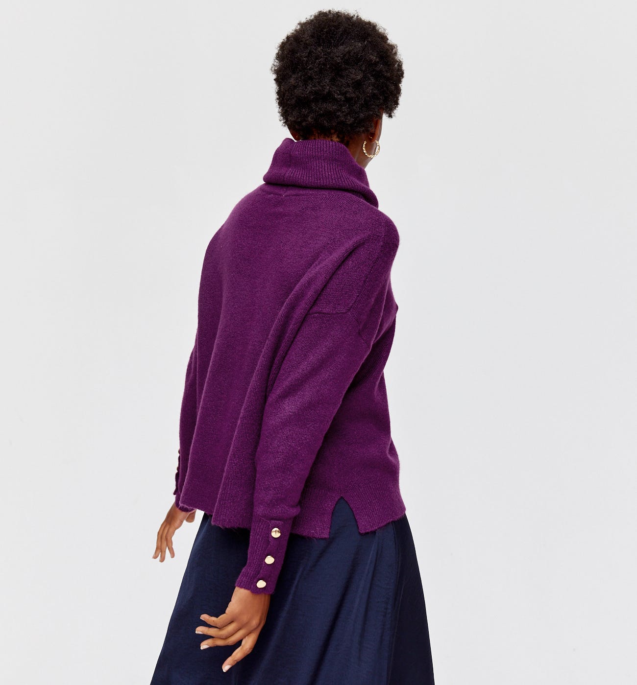 Pull rayé col roulé Femme