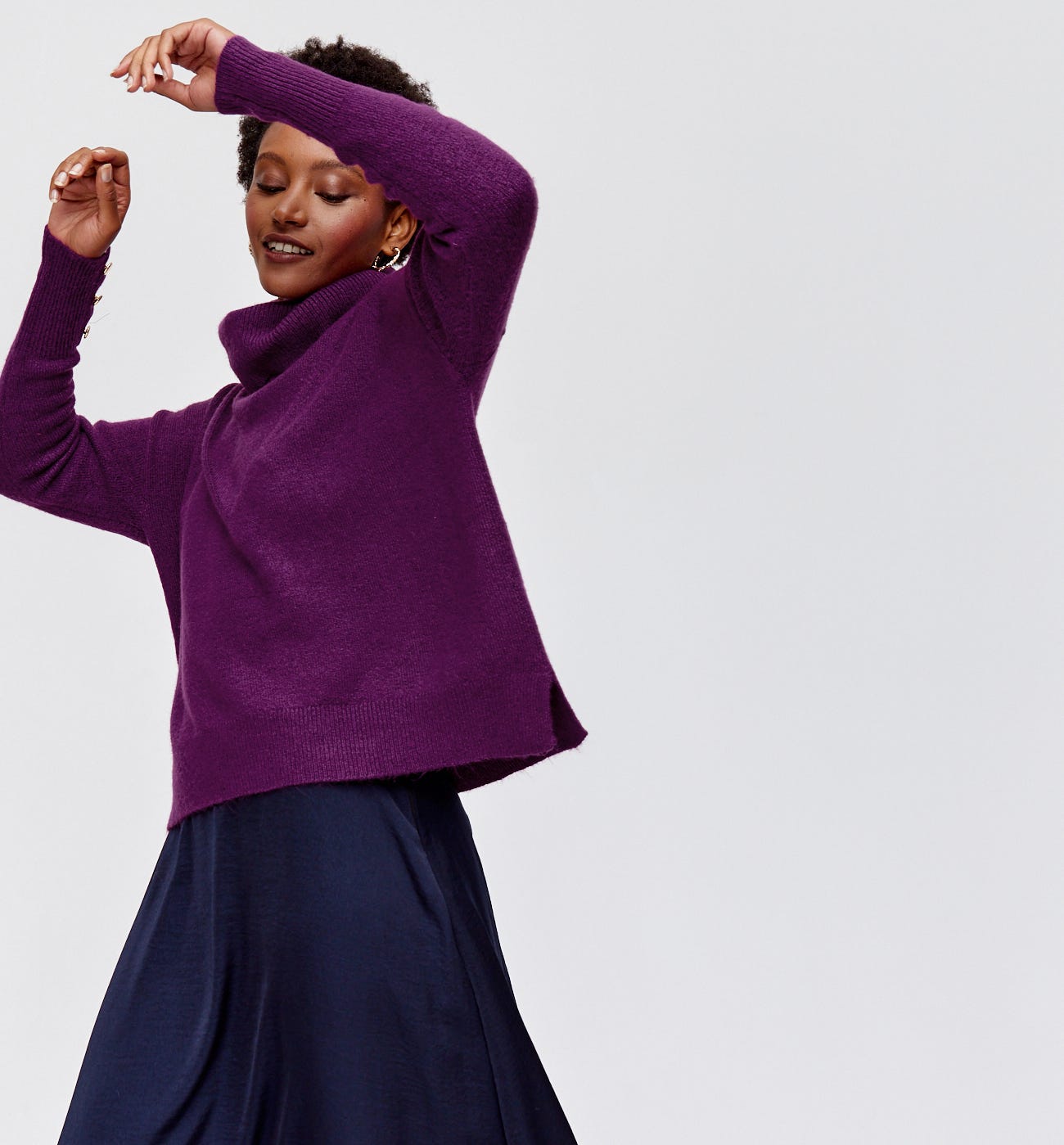 Pull rayé col roulé Femme