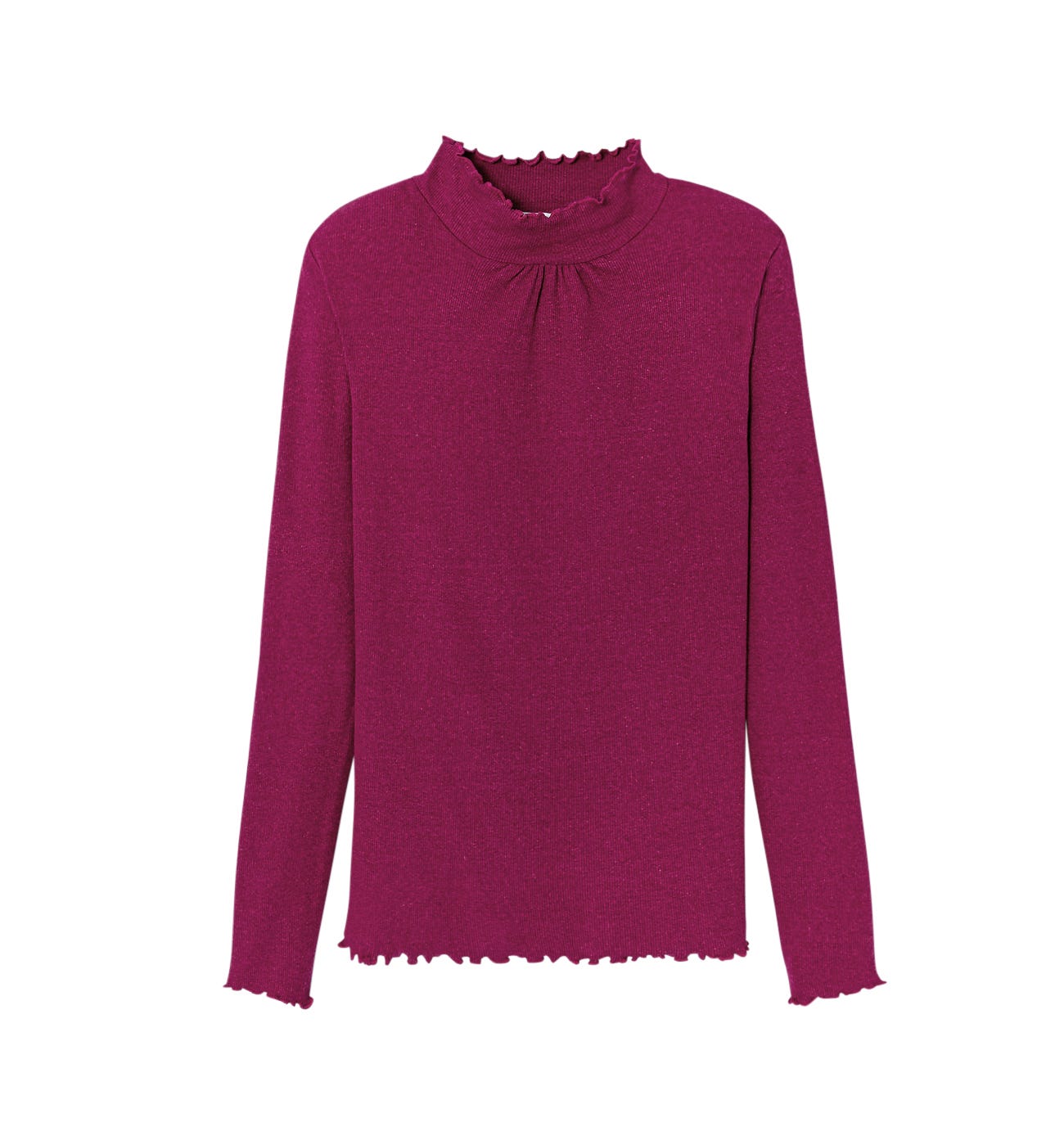 Rib raised neckline top