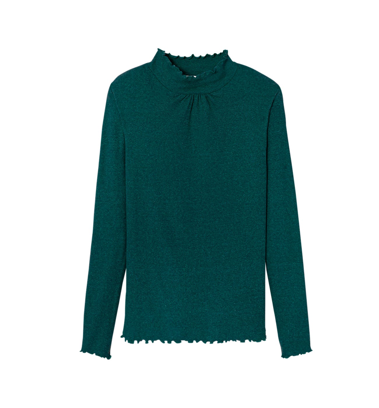 Rib raised neckline top