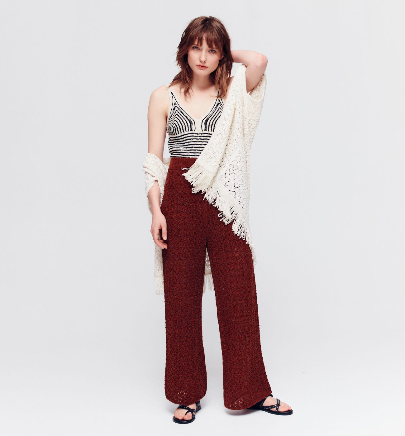 Top en tricot rayé Femme