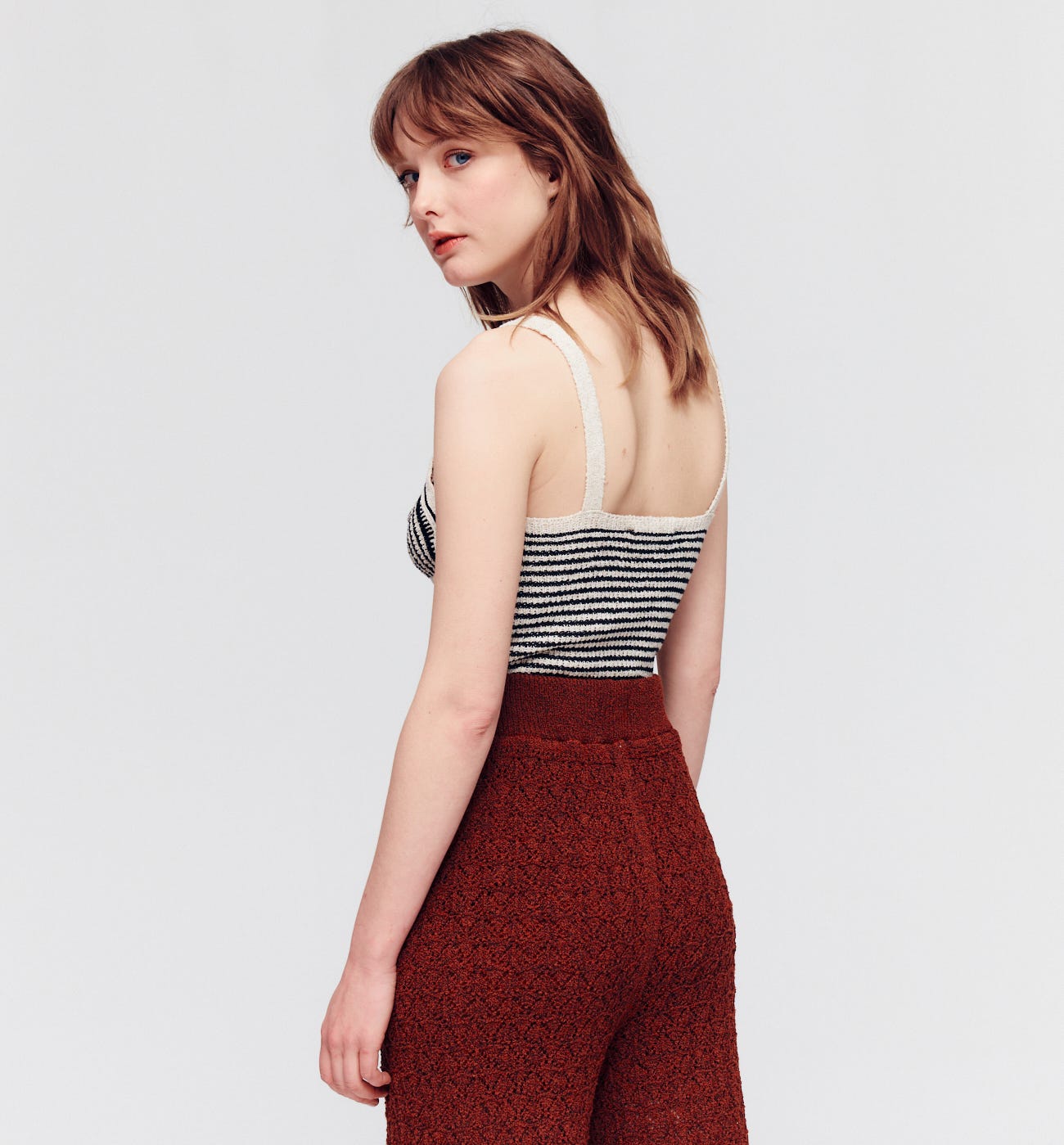 Top en tricot rayé Femme