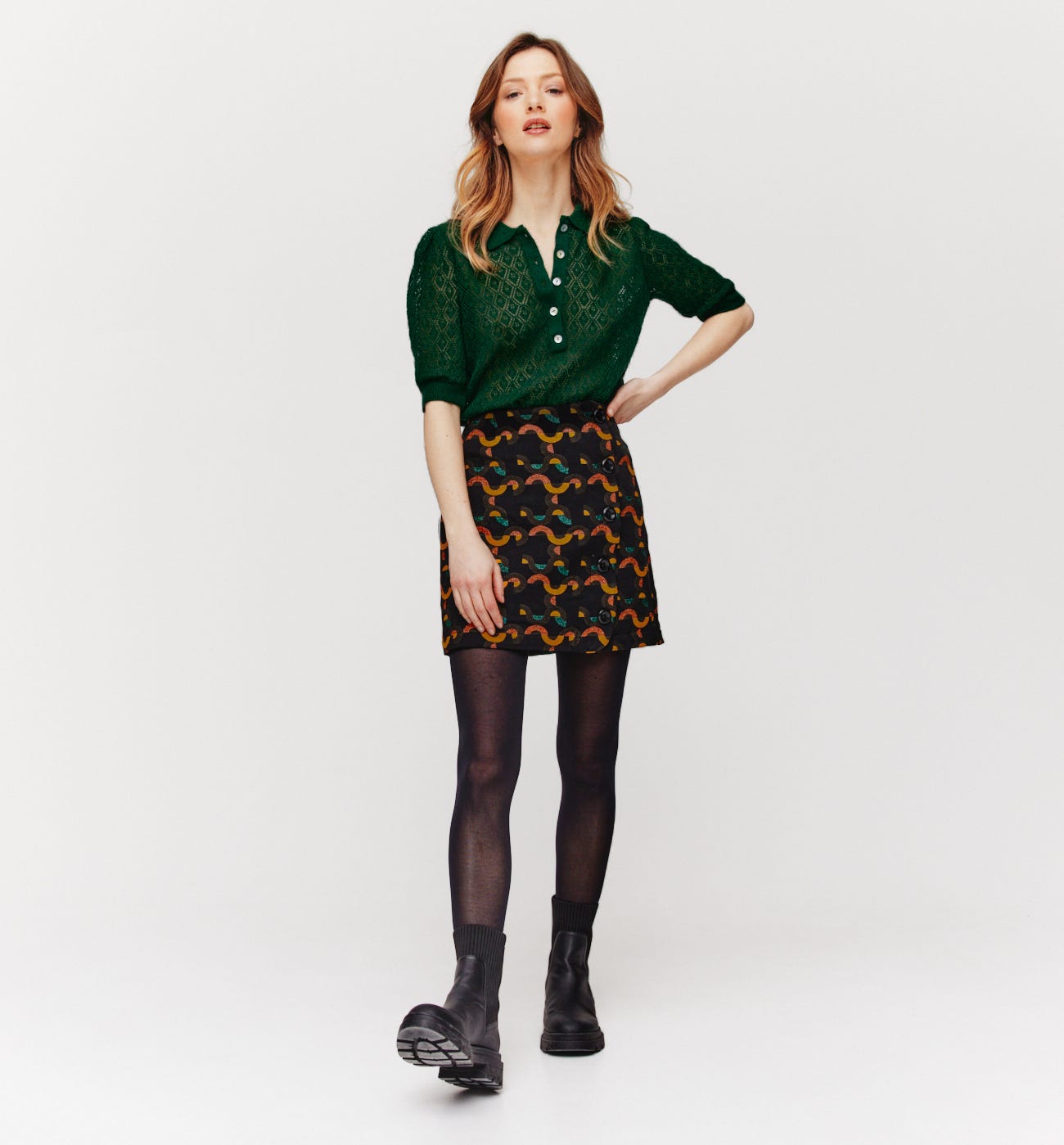 Jacquard A-line skirt