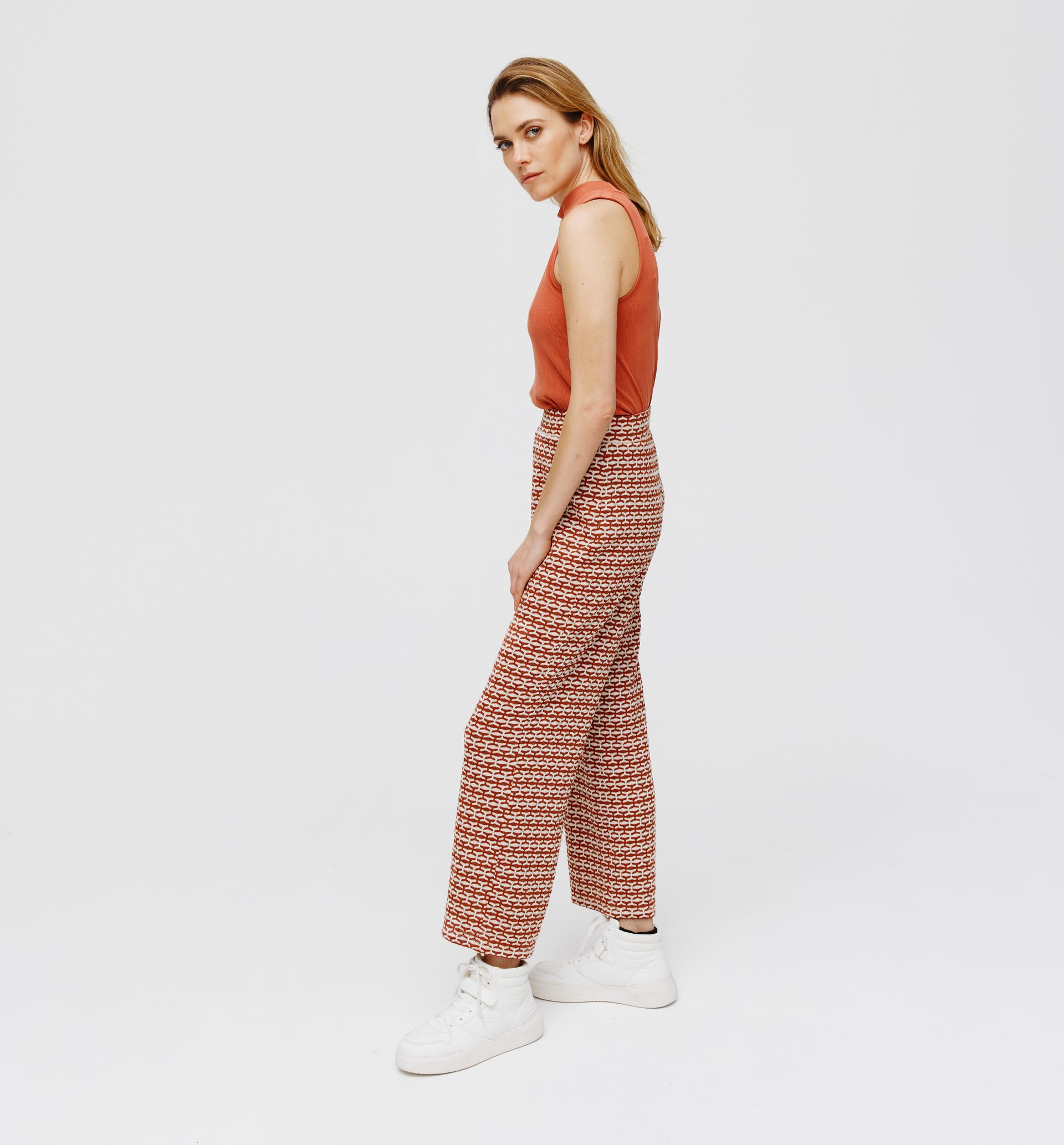 Pantalón ancho jacquard