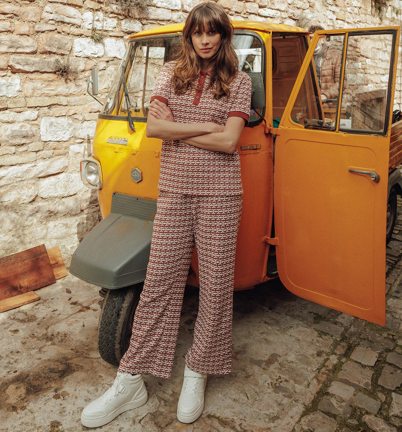 Pantalón ancho jacquard
