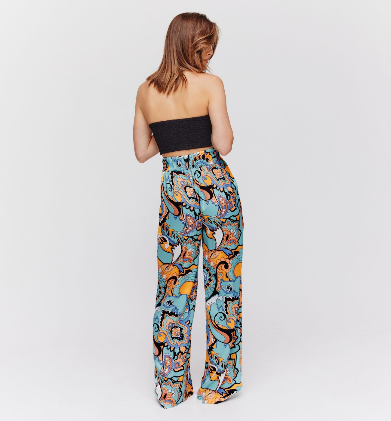 Pantalon large taille haute