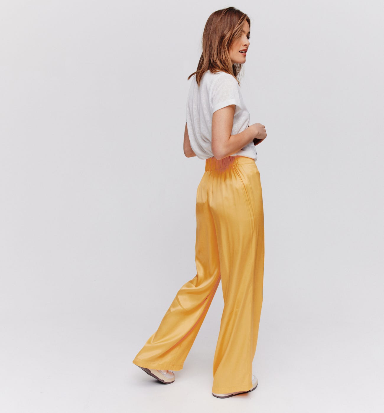 Pantalon large taille haute