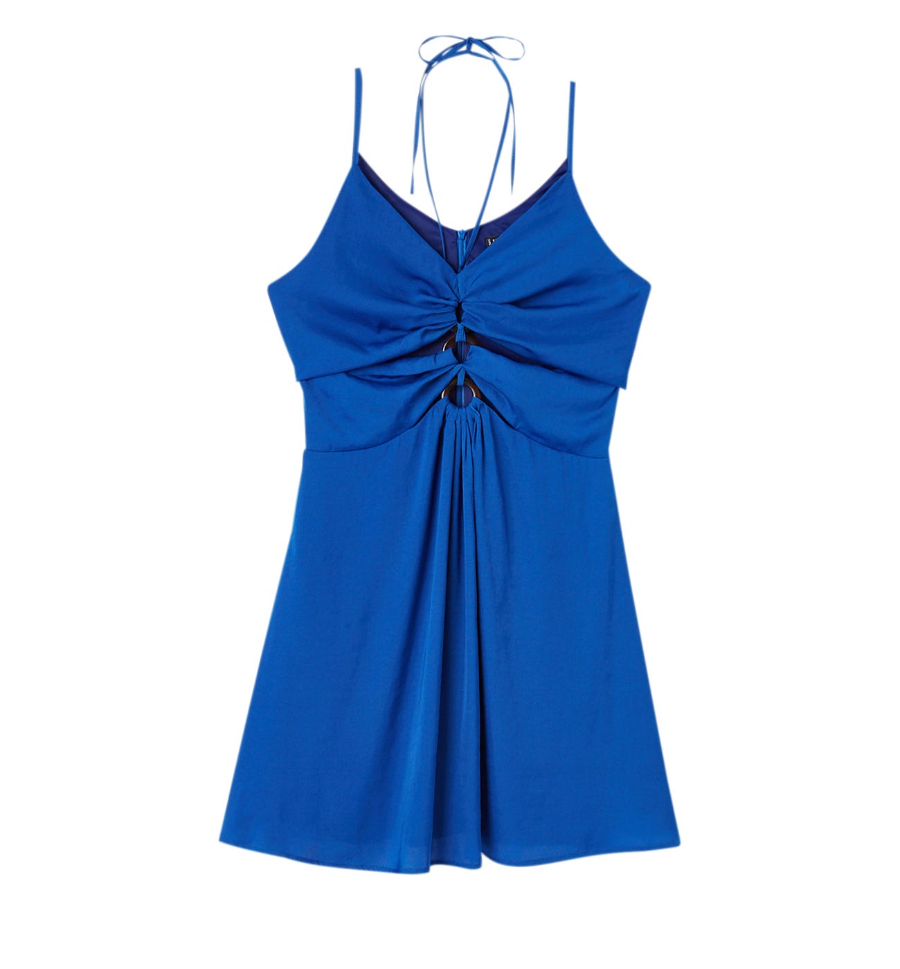 Seidiges Kleid mit Zierringen