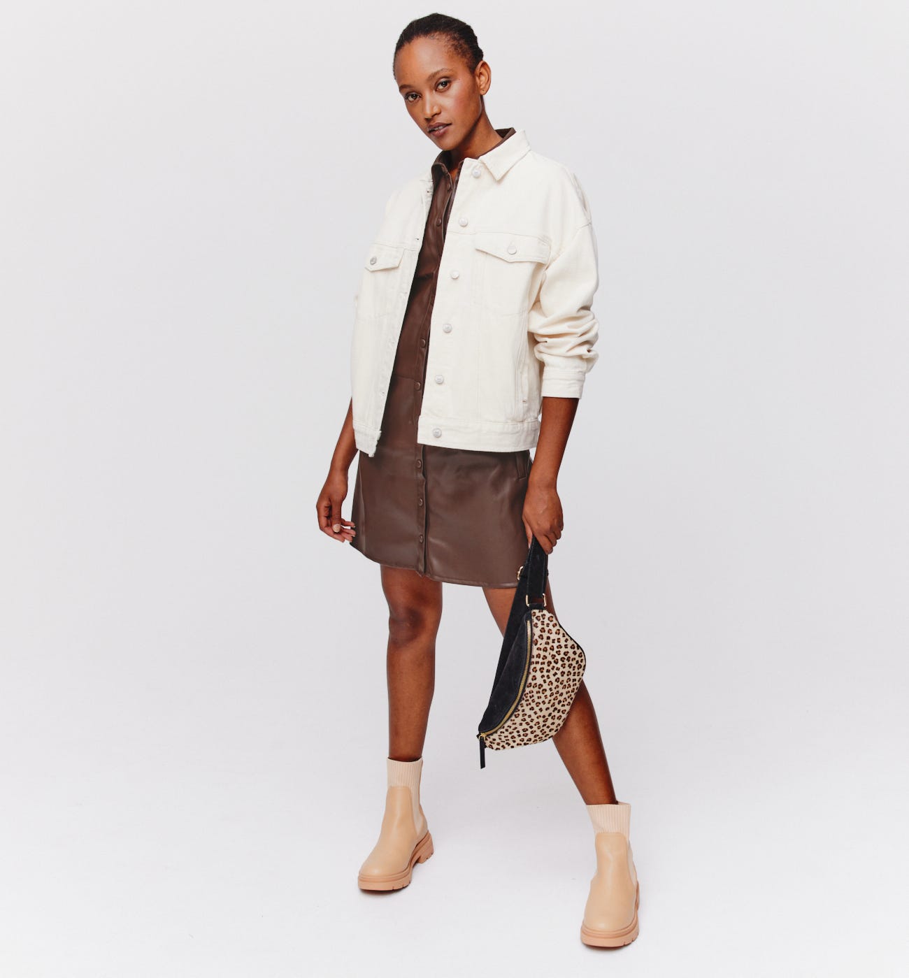 Faux leather dress